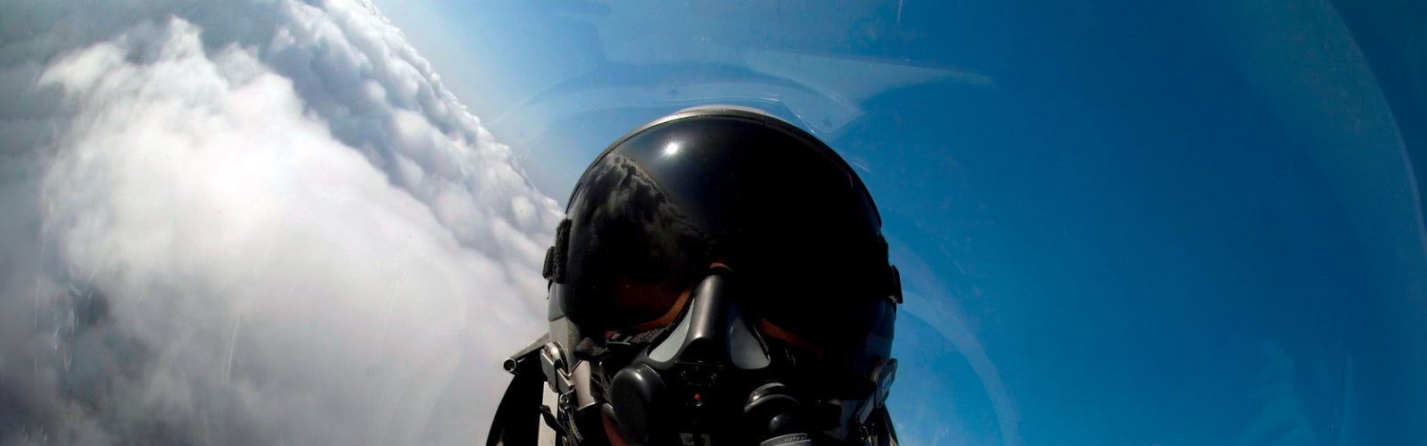 Close up of jet pilot in cockpit 